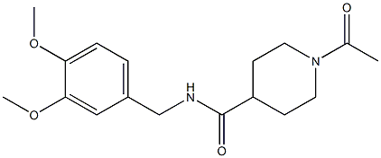 1-acetyl-N-[(3,4-dimethoxyphenyl)methyl]piperidine-4-carboxamide 结构式