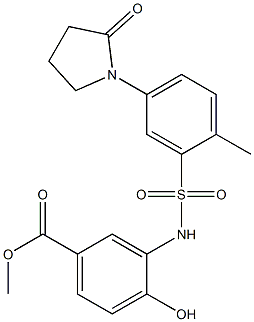 methyl 4-hydroxy-3-[[2-methyl-5-(2-oxopyrrolidin-1-yl)phenyl]sulfonylamino]benzoate 结构式