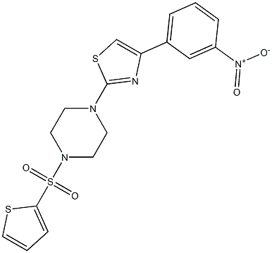 4-(3-nitrophenyl)-2-(4-thiophen-2-ylsulfonylpiperazin-1-yl)-1,3-thiazole 结构式