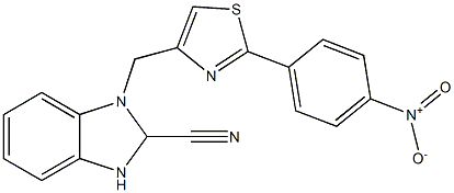 3-[[2-(4-nitrophenyl)-1,3-thiazol-4-yl]methyl]-1,2-dihydrobenzimidazole-2-carbonitrile 结构式