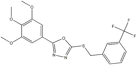 2-[[3-(trifluoromethyl)phenyl]methylsulfanyl]-5-(3,4,5-trimethoxyphenyl)-1,3,4-oxadiazole 结构式