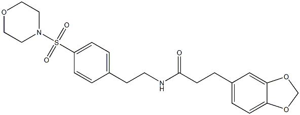 3-(1,3-benzodioxol-5-yl)-N-[2-(4-morpholin-4-ylsulfonylphenyl)ethyl]propanamide 结构式