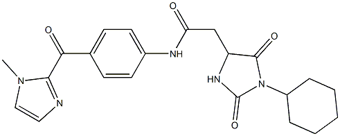 2-(1-cyclohexyl-2,5-dioxoimidazolidin-4-yl)-N-[4-(1-methylimidazole-2-carbonyl)phenyl]acetamide 结构式