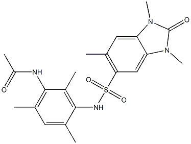 N-[2,4,6-trimethyl-3-[(1,3,6-trimethyl-2-oxobenzimidazol-5-yl)sulfonylamino]phenyl]acetamide 结构式