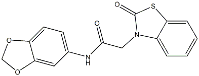 N-(1,3-benzodioxol-5-yl)-2-(2-oxo-1,3-benzothiazol-3-yl)acetamide 结构式