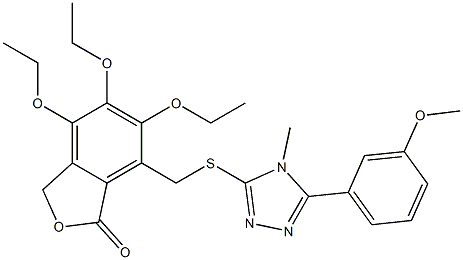 4,5,6-triethoxy-7-[[5-(3-methoxyphenyl)-4-methyl-1,2,4-triazol-3-yl]sulfanylmethyl]-3H-2-benzofuran-1-one 结构式