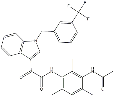 N-(3-acetamido-2,4,6-trimethylphenyl)-2-oxo-2-[1-[[3-(trifluoromethyl)phenyl]methyl]indol-3-yl]acetamide 结构式