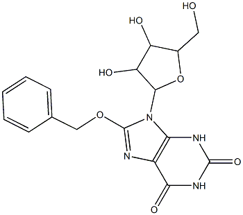 9-[3,4-dihydroxy-5-(hydroxymethyl)oxolan-2-yl]-8-phenylmethoxy-3H-purine-2,6-dione 结构式