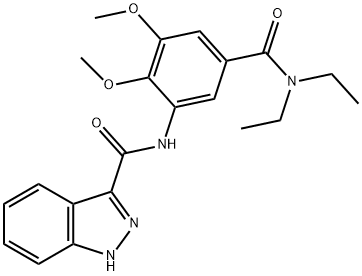 N-[5-(diethylcarbamoyl)-2,3-dimethoxyphenyl]-1H-indazole-3-carboxamide 结构式