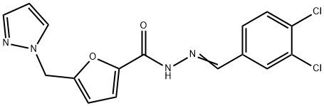 N-[(Z)-(3,4-dichlorophenyl)methylideneamino]-5-(pyrazol-1-ylmethyl)furan-2-carboxamide 结构式