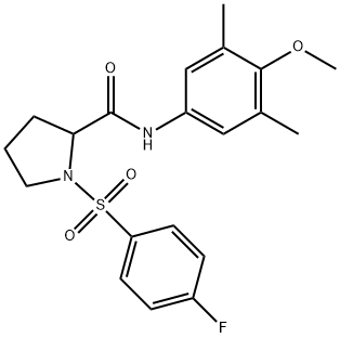 1-(4-fluorophenyl)sulfonyl-N-(4-methoxy-3,5-dimethylphenyl)pyrrolidine-2-carboxamide 结构式