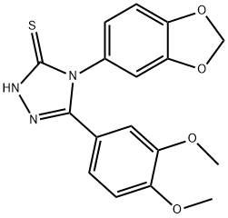 4-(1,3-benzodioxol-5-yl)-3-(3,4-dimethoxyphenyl)-1H-1,2,4-triazole-5-thione 结构式