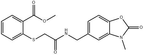 methyl 2-[2-[(3-methyl-2-oxo-1,3-benzoxazol-5-yl)methylamino]-2-oxoethyl]sulfanylbenzoate 结构式