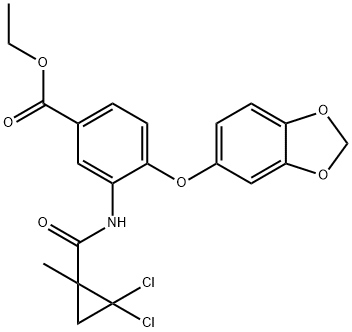 ethyl 4-(1,3-benzodioxol-5-yloxy)-3-[(2,2-dichloro-1-methylcyclopropanecarbonyl)amino]benzoate 结构式