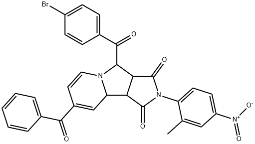 8-benzoyl-4-(4-bromobenzoyl)-2-(2-methyl-4-nitrophenyl)-3a,4,9a,9b-tetrahydropyrrolo[3,4-a]indolizine-1,3-dione 结构式