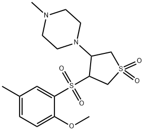 3-(2-methoxy-5-methylphenyl)sulfonyl-4-(4-methylpiperazin-1-yl)thiolane 1,1-dioxide 结构式