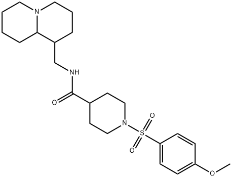 N-(2,3,4,6,7,8,9,9a-octahydro-1H-quinolizin-1-ylmethyl)-1-(4-methoxyphenyl)sulfonylpiperidine-4-carboxamide 结构式