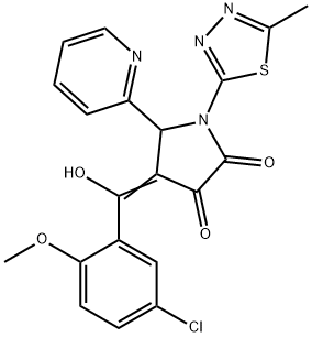 (4E)-4-[(5-chloro-2-methoxyphenyl)-hydroxymethylidene]-1-(5-methyl-1,3,4-thiadiazol-2-yl)-5-pyridin-2-ylpyrrolidine-2,3-dione 结构式