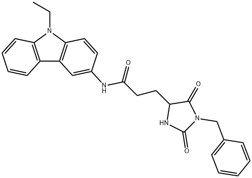 3-(1-benzyl-2,5-dioxoimidazolidin-4-yl)-N-(9-ethylcarbazol-3-yl)propanamide 结构式