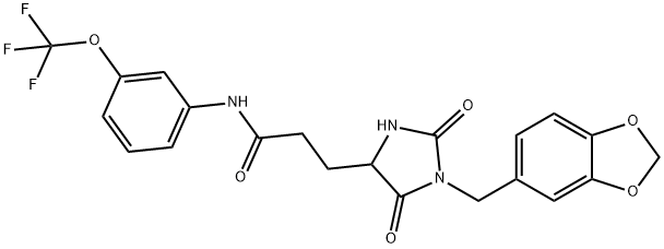 3-[1-(1,3-benzodioxol-5-ylmethyl)-2,5-dioxoimidazolidin-4-yl]-N-[3-(trifluoromethoxy)phenyl]propanamide 结构式