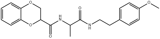 N-[1-[2-(4-methoxyphenyl)ethylamino]-1-oxopropan-2-yl]-2,3-dihydro-1,4-benzodioxine-3-carboxamide 结构式
