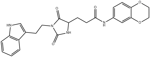 N-(2,3-dihydro-1,4-benzodioxin-6-yl)-3-[1-[2-(1H-indol-3-yl)ethyl]-2,5-dioxoimidazolidin-4-yl]propanamide 结构式