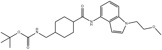 tert-butyl N-[[4-[[1-(2-methoxyethyl)indol-4-yl]carbamoyl]cyclohexyl]methyl]carbamate 结构式