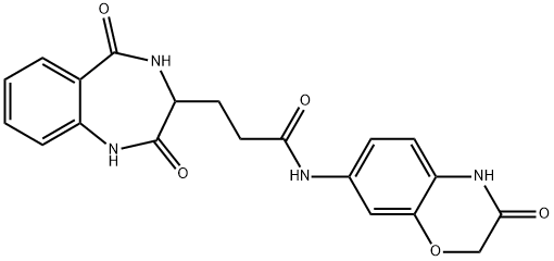 3-(2,5-dioxo-3,4-dihydro-1H-1,4-benzodiazepin-3-yl)-N-(3-oxo-4H-1,4-benzoxazin-7-yl)propanamide 结构式