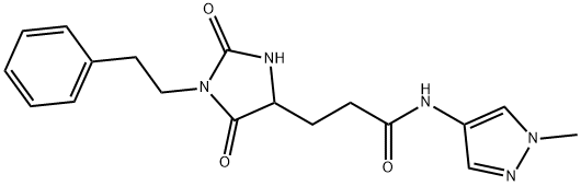 3-[2,5-dioxo-1-(2-phenylethyl)imidazolidin-4-yl]-N-(1-methylpyrazol-4-yl)propanamide 结构式