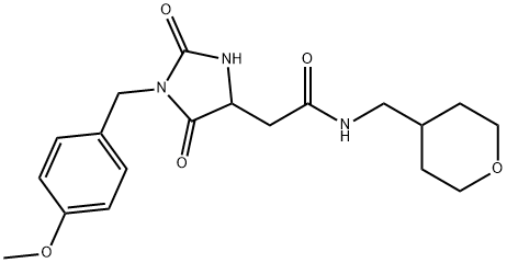 2-[1-[(4-methoxyphenyl)methyl]-2,5-dioxoimidazolidin-4-yl]-N-(oxan-4-ylmethyl)acetamide 结构式