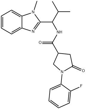 1-(2-fluorophenyl)-N-[2-methyl-1-(1-methylbenzimidazol-2-yl)propyl]-5-oxopyrrolidine-3-carboxamide 结构式