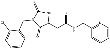 2-[1-[(2-chlorophenyl)methyl]-2,5-dioxoimidazolidin-4-yl]-N-(pyridin-2-ylmethyl)acetamide 结构式