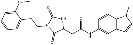 2-[1-[2-(2-methoxyphenyl)ethyl]-2,5-dioxoimidazolidin-4-yl]-N-(1-methylindol-5-yl)acetamide 结构式