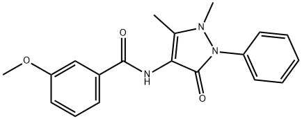 N-(1,5-dimethyl-3-oxo-2-phenylpyrazol-4-yl)-3-methoxybenzamide 结构式