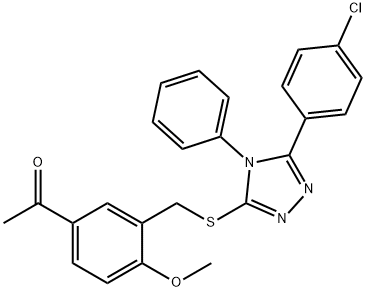 1-[3-[[5-(4-chlorophenyl)-4-phenyl-1,2,4-triazol-3-yl]sulfanylmethyl]-4-methoxyphenyl]ethanone 结构式