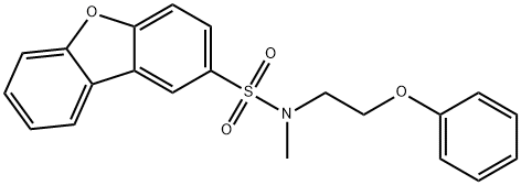 N-methyl-N-(2-phenoxyethyl)dibenzofuran-2-sulfonamide 结构式