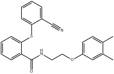 2-(2-cyanophenyl)sulfanyl-N-[2-(3,4-dimethylphenoxy)ethyl]benzamide 结构式