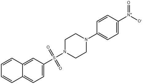 1-naphthalen-2-ylsulfonyl-4-(4-nitrophenyl)piperazine 结构式