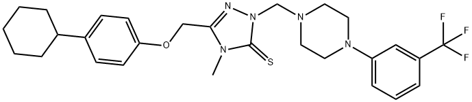 5-[(4-cyclohexylphenoxy)methyl]-4-methyl-2-[[4-[3-(trifluoromethyl)phenyl]piperazin-1-yl]methyl]-1,2,4-triazole-3-thione 结构式