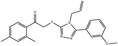 1-(2,4-dimethylphenyl)-2-[[5-(3-methoxyphenyl)-4-prop-2-enyl-1,2,4-triazol-3-yl]sulfanyl]ethanone 结构式