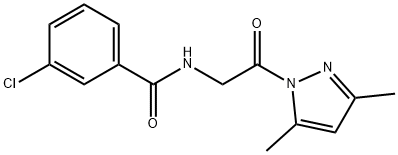 3-氯-N-(2-(3,5-二甲基-1H-吡唑-1-基)-2-氧基乙基)苯甲酰胺 结构式