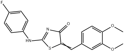 (5E)-5-[(3,4-dimethoxyphenyl)methylidene]-2-(4-fluoroanilino)-1,3-thiazol-4-one 结构式