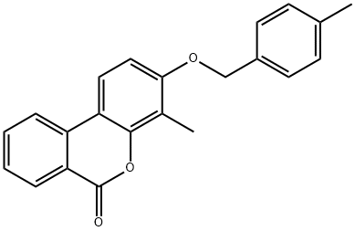 4-methyl-3-[(4-methylphenyl)methoxy]benzo[c]chromen-6-one 结构式