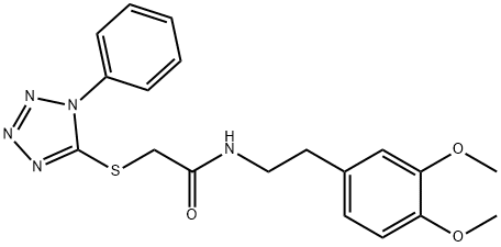 N-[2-(3,4-dimethoxyphenyl)ethyl]-2-(1-phenyltetrazol-5-yl)sulfanylacetamide 结构式