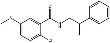 2-chloro-5-methylsulfanyl-N-(2-phenylpropyl)benzamide 结构式