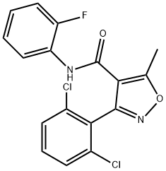 3-(2,6-dichlorophenyl)-N-(2-fluorophenyl)-5-methyl-1,2-oxazole-4-carboxamide 结构式