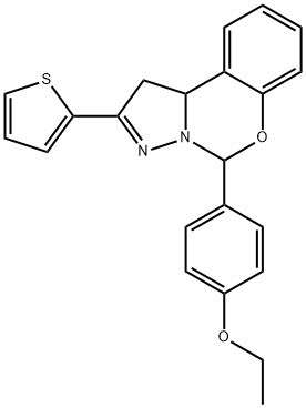 5-(4-ethoxyphenyl)-2-thiophen-2-yl-5,10b-dihydro-1H-pyrazolo[1,5-c][1,3]benzoxazine 结构式