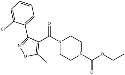 ethyl 4-[3-(2-chlorophenyl)-5-methyl-1,2-oxazole-4-carbonyl]piperazine-1-carboxylate 结构式