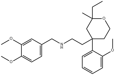 N-[(3,4-dimethoxyphenyl)methyl]-2-[2-ethyl-4-(2-methoxyphenyl)-2-methyloxan-4-yl]ethanamine 结构式