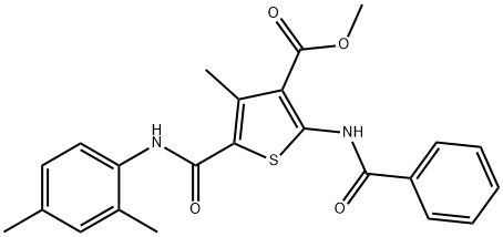 methyl 2-benzamido-5-[(2,4-dimethylphenyl)carbamoyl]-4-methylthiophene-3-carboxylate 结构式